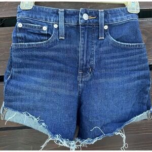 Madewell Shorts Womens Blue Cutoffs Curvy High Rise Frayed‎ Dark Denim Size 23